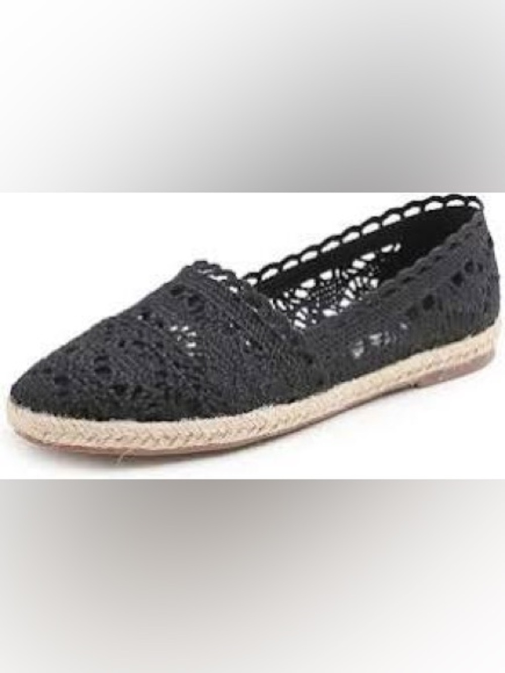 Time and Tru Black Crochet Espadrille Slip On Flats Shoes Women’s Size 6 Boho